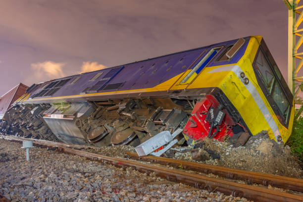 istock Diesel locomotive accident. 1054369378