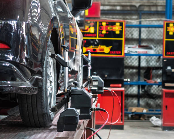 Car Steering Wheel Balancer Calibration stock photo