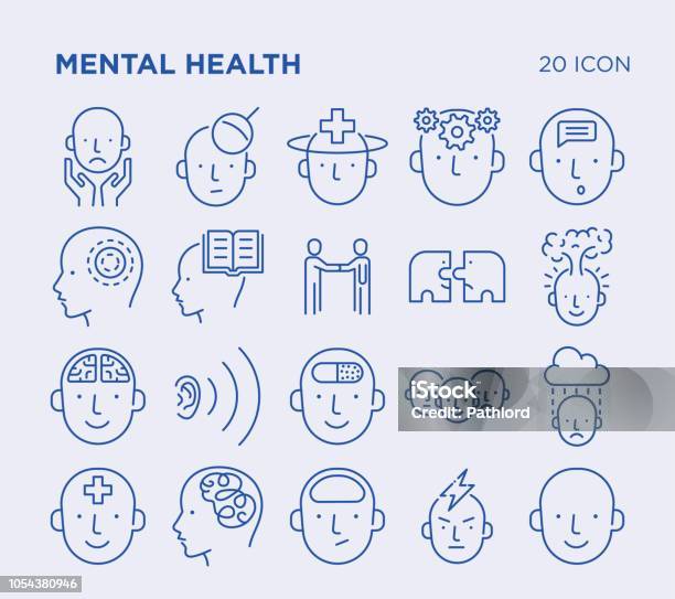 Simple Set Of Mental Health Stock Illustration - Download Image Now - Alertness, Anxiety, Business