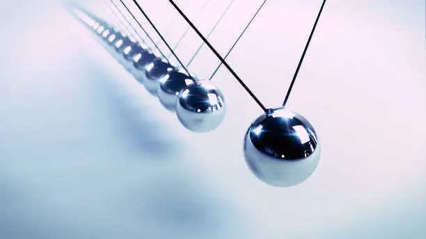 close up of a Newton's cradle