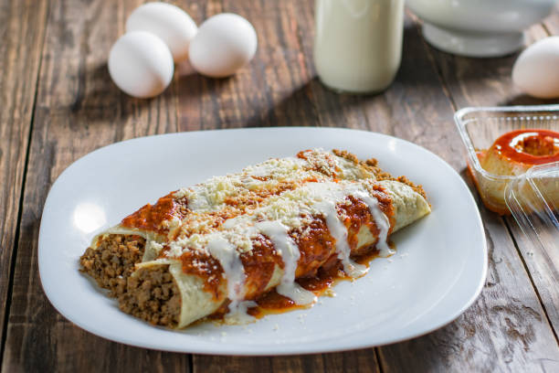 pancakes with meat and tomato sauce