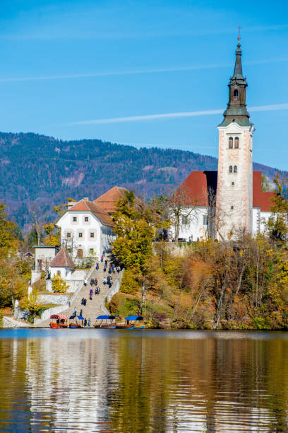 istock Island with a church in Bled, Slovenia 1054400328