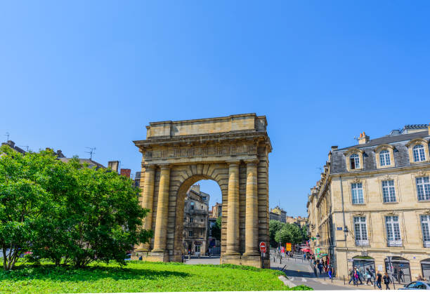 BORDEAUX, FRANCE - MAY 18, 2018: View of the Porte de Bourgogne. Copy space for text. stock photo