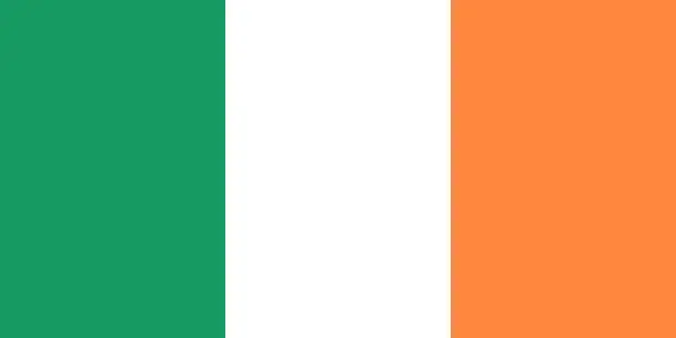 Vector illustration of Vector flag of the Republic of Ireland. Proportion 1:2. The national flag of Ireland. The tricolor flag.
