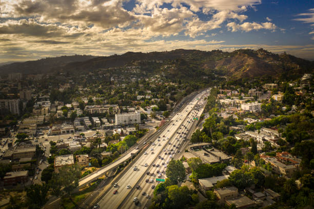 Hollywood Freeway and Urban Sprawl - Drone Shot
