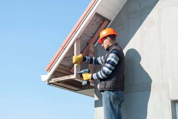 installation of soffits construction worker mounts a soffit on the roof eaves eaves stock pictures, royalty-free photos & images