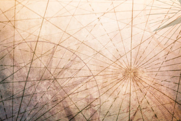 istock Compass Rose On Old World Map With Navigational Lines On Textured Surface 1054413102