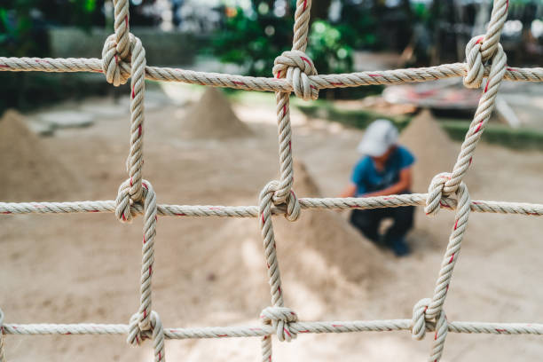 Rope ladder in playground of outdoor