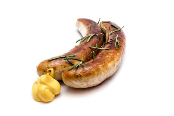 Grilled sausage isolated on white background