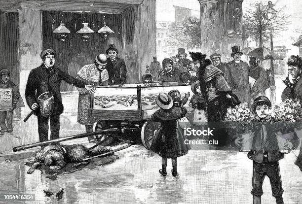 Goldfish Dealer In An Urban Street Stock Illustration - Download Image Now - Antique Dealer, City, Illustration