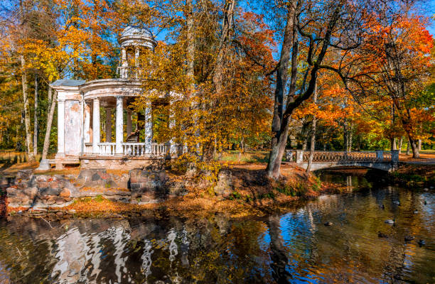 istock Abandoned ancient stone pergola in old botanical park, EC 1054422916