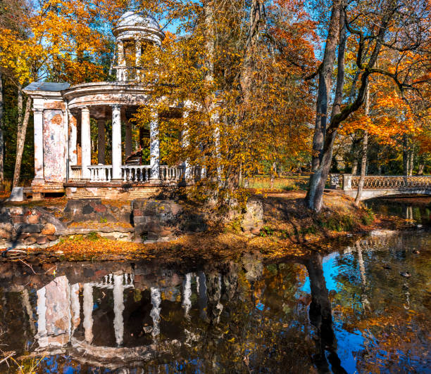 istock Abandoned ancient stone pergola in old botanical park, EC 1054422934