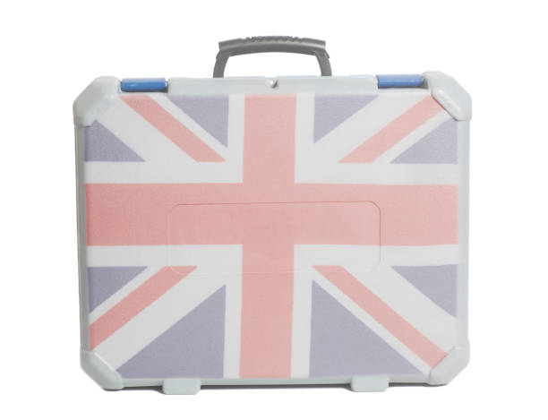 istock Business travel suitcase with British flag 1054427654