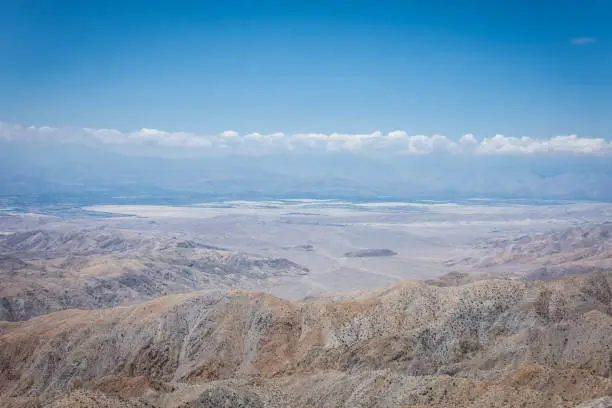 Keys View, a scenic desert viewpoint in Joshua Tree National Park, shows a beautiful view of the Coachella Valley below