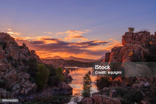 Sunset At Watson Lake Prescott Arizona Stock Photo - Download Image Now - Arizona, Prescott - Arizona, Landscape - Scenery