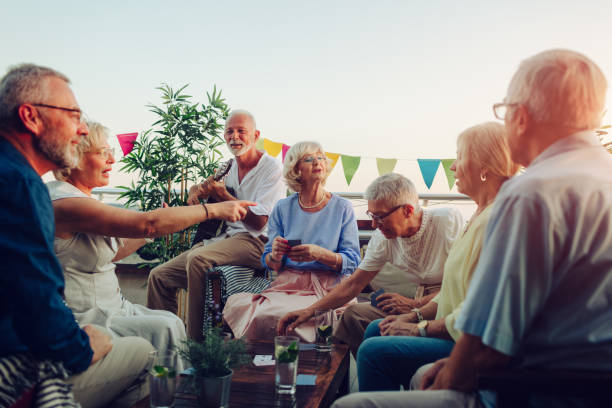 Senior Friends On Rooftop Party
