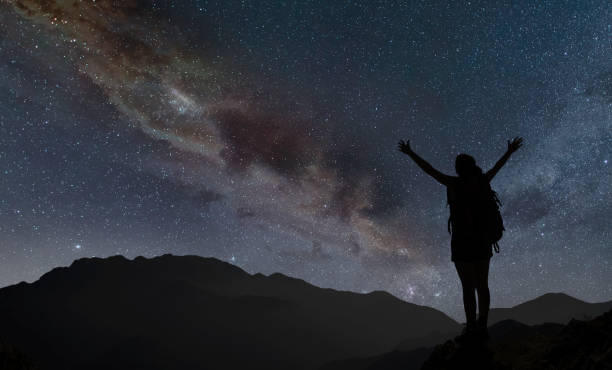 istock Woman under starry sky 1054449422