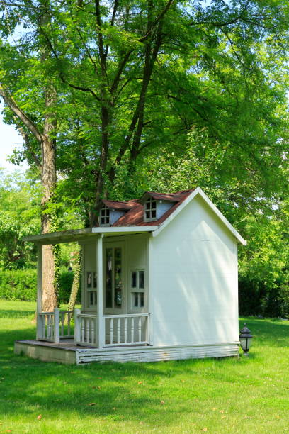istock White and beautiful garden shed 1054454374