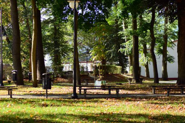 istock Beautiful park in the medieval city 1054466056