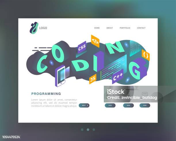 Programming Coding Concept Isometric Website Landing Page Template Web ...