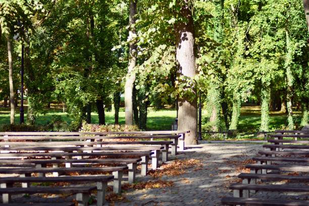 istock Beautiful park in the medieval city 1054475712