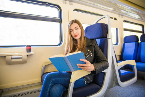 istock Traveling by train and reading a book. 1054483804