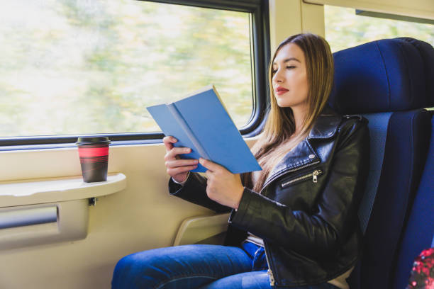 istock Relax with the book on the train. 1054485450