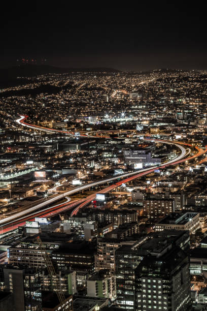 istock Highway San Francisco Traffic Night from above 1054492330