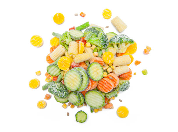 Frozen food isolated on white background