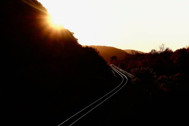 istock Railway shining in the evening sun 1054518456
