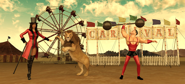 Circus Performers including lion