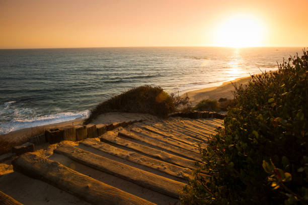 Sunset at Crystal Cove beach in Newport Beach, California.