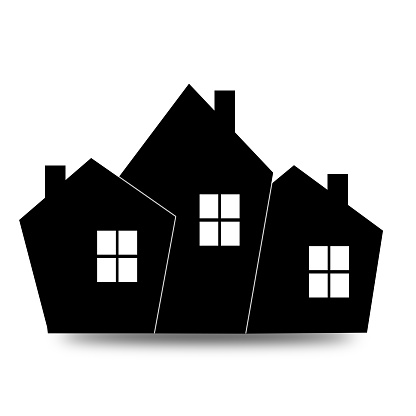 Black house icon image with hi-res rendered artwork that could be used for any graphic design.