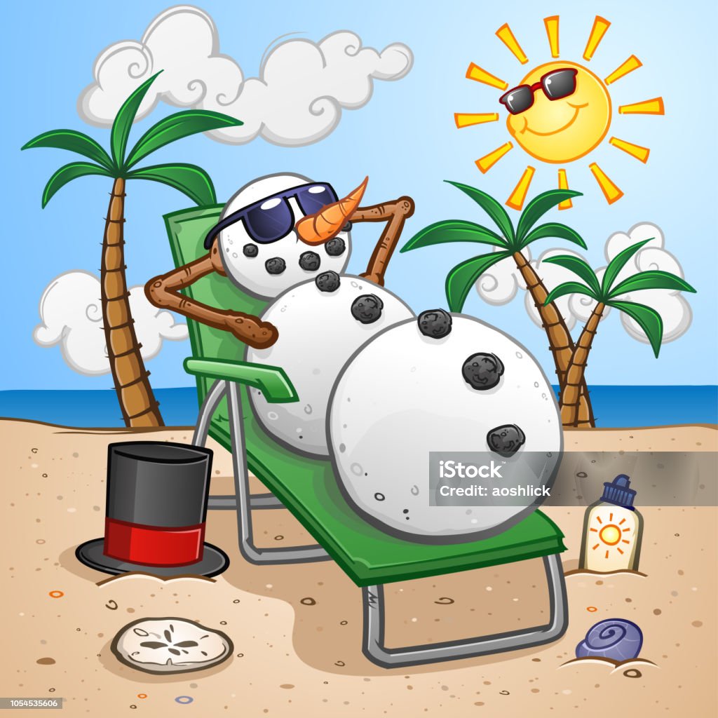 Ilustración de Personaje De Dibujos Animados De Muñeco De Nieve De Vacaciones En Los Trópicos Y Relajarse En Una Silla De Playa y más Vectores Libres de Derechos de Muñeco de nieve - Ilustración de Personaje De Dibujos Animados De Muñeco De Nieve De Vacaciones En Los Trópicos Y Relajarse En Una Silla De Playa y más Vectores Libres de Derechos de Muñeco de nieve -
