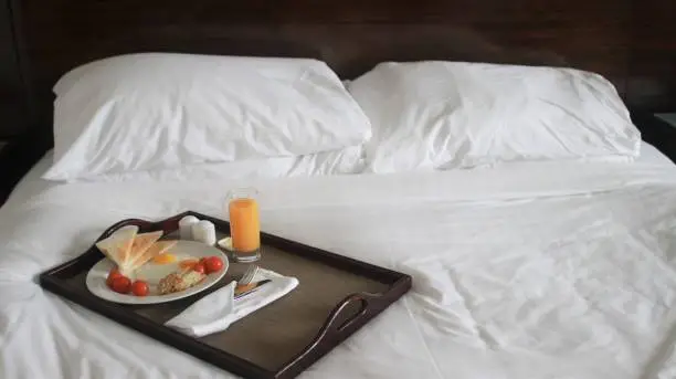 food tray on bed