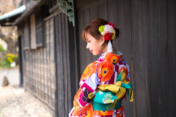 istock Young asian girl wearing kimono (Japanese traditional clothes). 1054548382