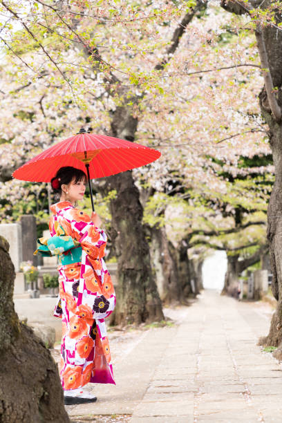 istock Young asian girl wearing kimono (Japanese traditional clothes). 1054548388