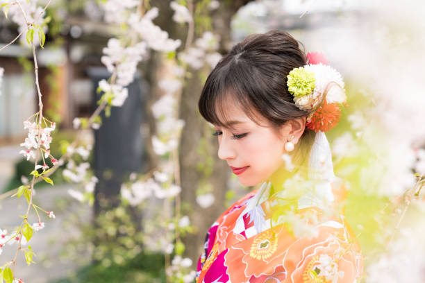 istock Young asian girl wearing kimono (Japanese traditional clothes). 1054548468