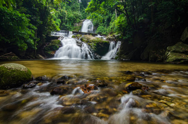 istock Beautiful in nature,amazing cascading tropical waterfall surrounded by green forest 1054548588