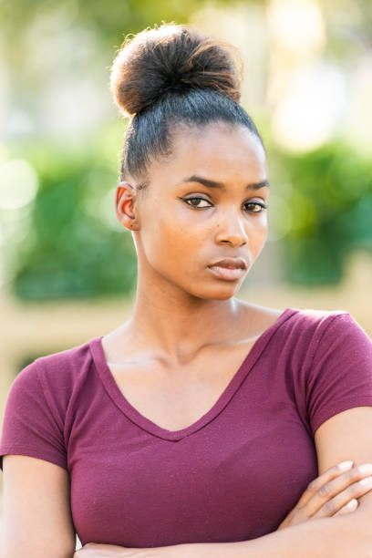 istock Serious beautiful young black woman 1054551774