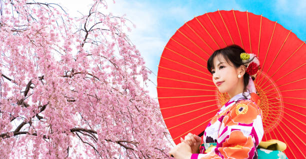 istock Young asian girl wearing kimono (Japanese traditional clothes). 1054552088