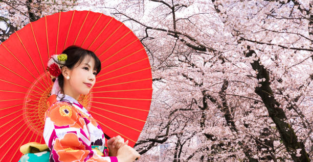 istock Young asian girl wearing kimono (Japanese traditional clothes). 1054552090