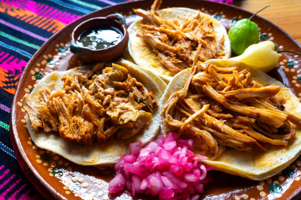 Mexican cochinita pibil tacos Traditional mexican cochinita pibil tacos yucatan stock pictures, royalty-free photos & images