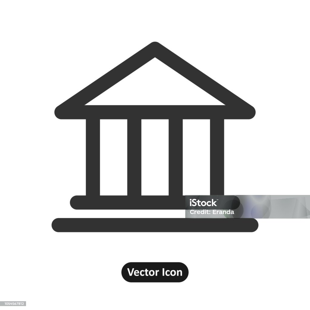 Ilustración de banco en icono de fondo blanco - arte vectorial de 2015 libre de derechos