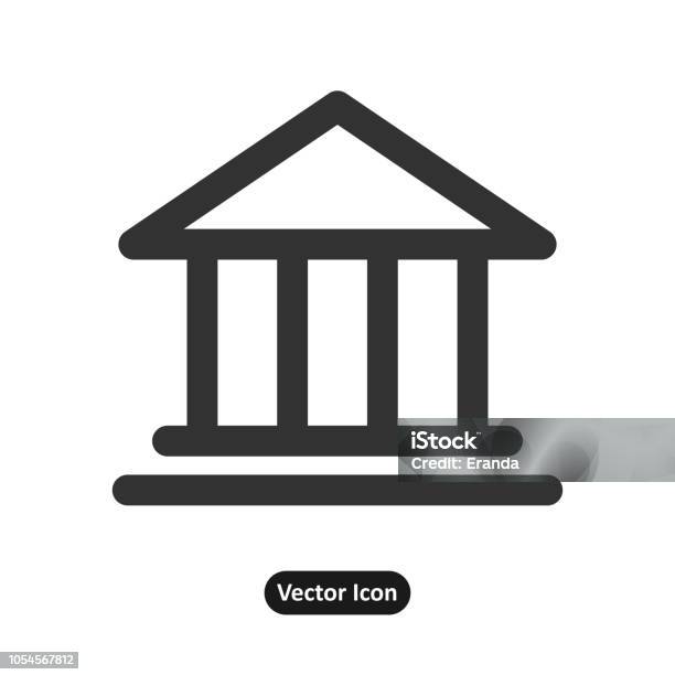 Ilustración de Ilustración De Banco En Icono De Fondo Blanco y más Vectores Libres de Derechos de 2015 - 2015, Actividades bancarias, Ahorros