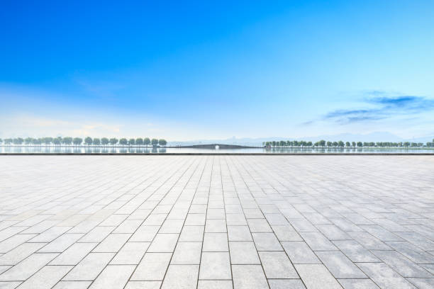 istock Empty floor and beautiful west lake scenery in hangzhou 1054572222