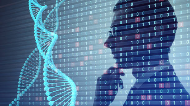 genetic engineering and digital technology concept. - medical exam science research scientific experiment imagens e fotografias de stock