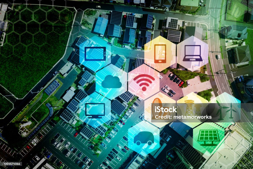 IoT (Internet of Things) concept. Smart Grid Stock Photo