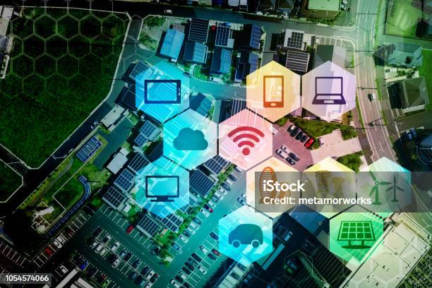 Iot Concept Stock Photo - Download Image Now - Smart Grid, Digitally Generated Image, City