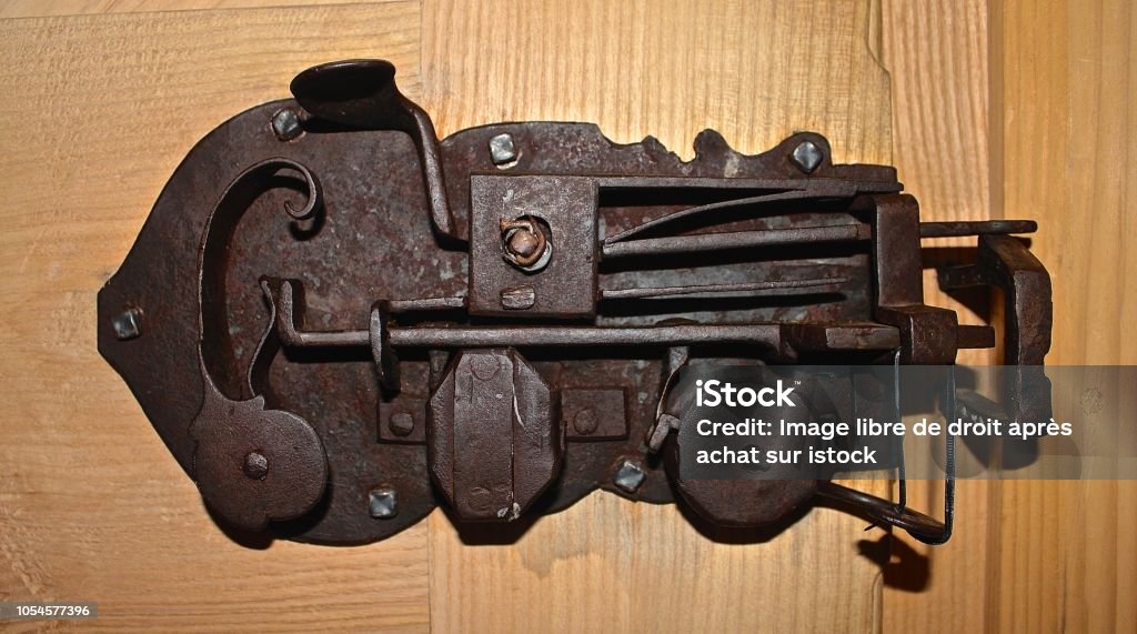 door lock Wrought iron door lock a complexity a know-how a work of art Austria Stock Photo